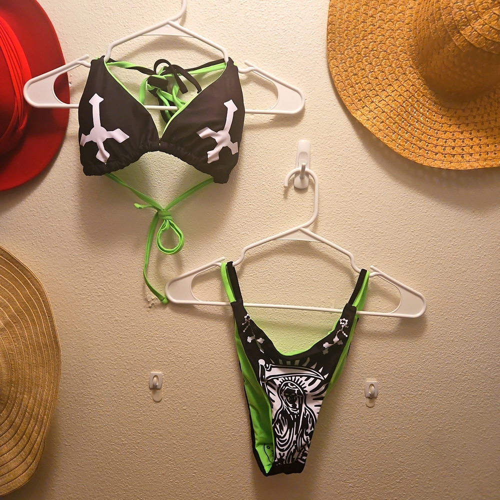 Black and white and green Bikini